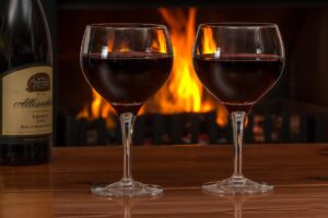 fireplace with wine glasses after chimney repair services GTA