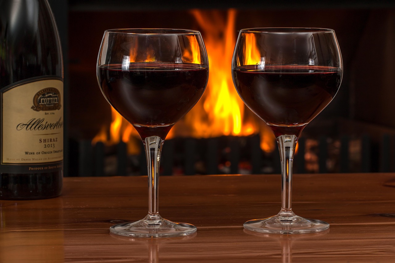 fireplace with wine glasses after chimney repair services GTA