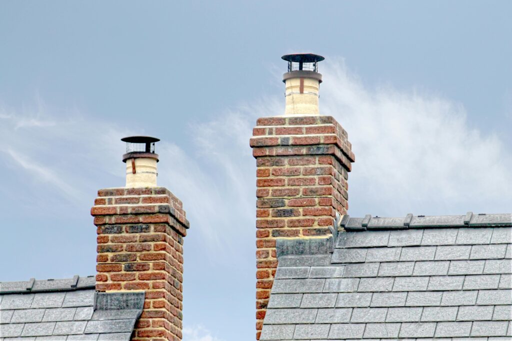 two chimneys ready for chimney inspection